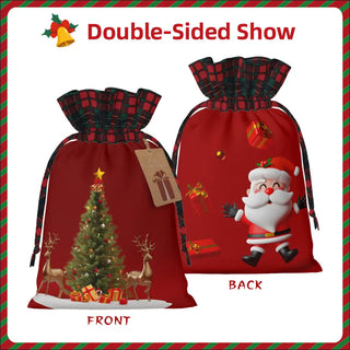 Plaid Linen K-AROLE Gift Bag - Christmas decor