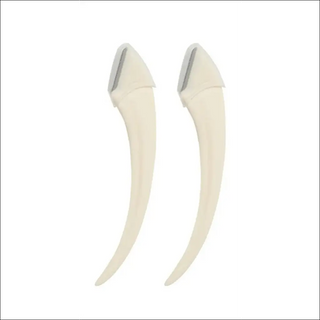 Sleek and stylish eyebrow trimming knives for women, featuring a modern, minimal design in a neutral cream color.