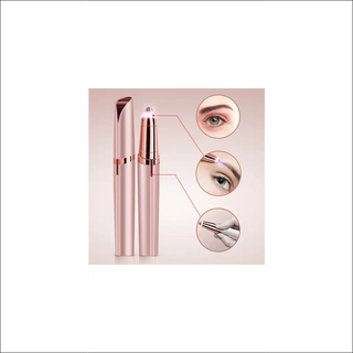 Automatic electric eyebrow trimmer with precision brow shaping and hair removal function, portable eyebrow shaver in sleek, rose gold design.