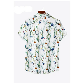 Vibrant Floral Printed Blouse - Chic short-sleeved women's button-down shirt with a colorful botanical print, perfect for stylish athleisure outfits.