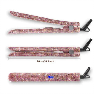 Professional Glitter Hair Flat Iron Titanium Plate Diamond Hair Straightener Crystal Hair Styling Hot Tools - K - AROLE