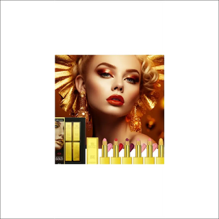 Gold-themed Makeup Set with Lipstick Kit