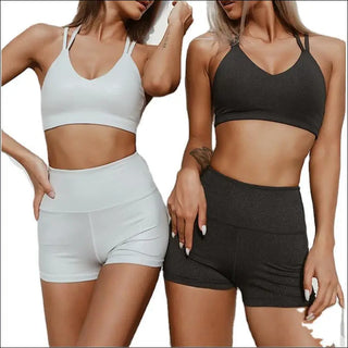 Seamless Sports Bra and Shorts Set for Women - K - AROLE