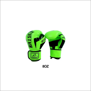 Bright green boxing gloves with black accents displayed on a plain white background. The gloves feature a sleek, modern design and appear to be suitable for boxing or other combat sports training. The vibrant green color of the gloves makes them stand out prominently in the image.