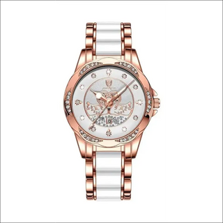 Sophisticated Women’s Rose Gold and Ruby Red Stainless