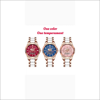 Sophisticated Women’s Rose Gold and Ruby Red Stainless