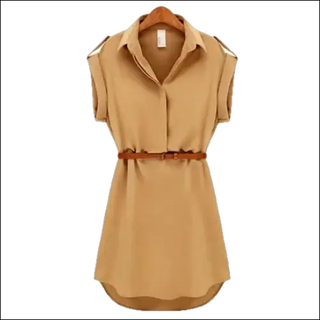 Stunning Belted Chiffon Mini Dress for Women - clothes