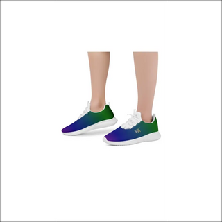 Stylish women's sneakers in vibrant colors of green and purple, showcasing a lace-up front design for a sporty, fashionable look. These trendy running shoes from the K-AROLE brand offer a comfortable and modern footwear option.