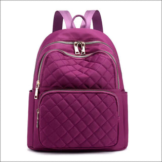 Stylish Quilted Leather Backpack by K-AROLE - Purple - bags