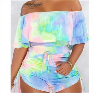 Stylish Tie-Dye Crop Top and Short Set - clothes