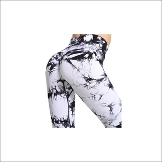 Stylish Tie-Dye Workout Leggings for Women - White / L