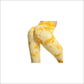 Stylish Tie-Dye Workout Leggings for Women - Yellow / L