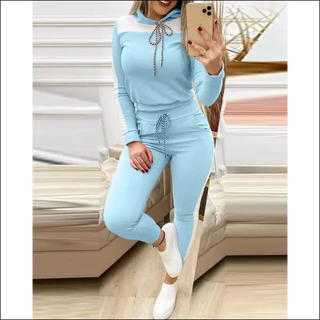 Trendy Lavender Hooded Sweatsuit For Active Lifestyle - Sky