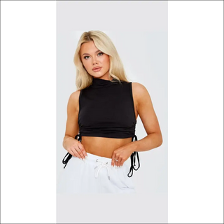 Trendy Tie-Detail Sleeveless Crop Top - Black 01-21 / S