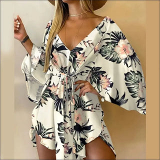 Vibrant Floral Delight: K-AROLE™ Wrap Front Romper