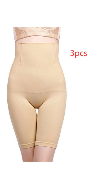 High-waist shaping undergarment with tummy control and body sculpting. Versatile beige design to seamlessly complement your outfit.