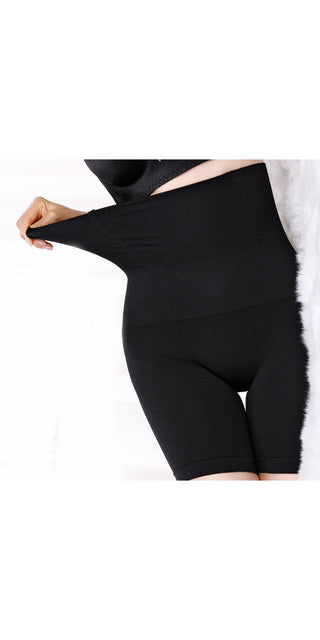 Slimming black shapewear with tummy control and butt lifting design.