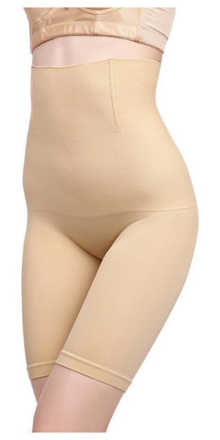 Shapewear tummy control high-waist shorts in neutral beige tone, designed for slimming and shaping the midsection with a seamless, comfortable fit.