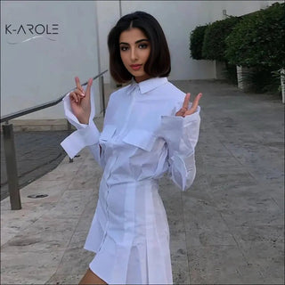 K - AROLE™️ White Belted Robe Dress - K - AROLE