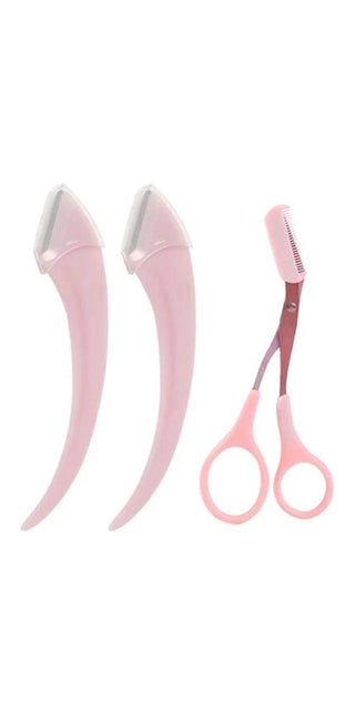 Eyebrow Trimming Knife Set for Women - Precise grooming tools for well-defined, natural-looking brows in a stylish pink color.