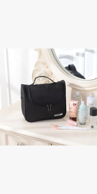 Portable Makeup Travel Organizer Bag by K-AROLE - Stylish and functional makeup storage solution for on-the-go beauty needs.