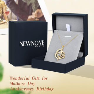 Mothers Day Gifts, April Birthstone Heart Necklaces for Women Sterling Silver with Zirconia, Anniversary Birthday Jewelry Gifts for Women Mom Grandma and Her Girlfriend Wife - Gold