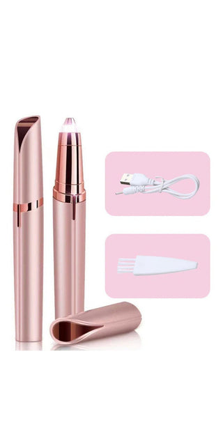 Portable electric eyebrow trimmer with precision brow shaping tool and hair removal function, ideal for women's grooming needs.
