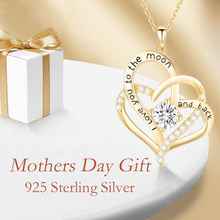 Mothers Day Gifts, April Birthstone Heart Necklaces for Women Sterling Silver with Zirconia, Anniversary Birthday Jewelry Gifts for Women Mom Grandma and Her Girlfriend Wife - Gold